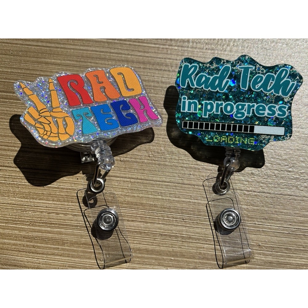 Rad Tech Radiology Student Lanyard Retractable Clip Badge Holder Set Of 2 NWOT